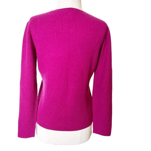White + Warren waffle texturized cashmere sweater fuchsia pink sz S - Picture 2 of 5